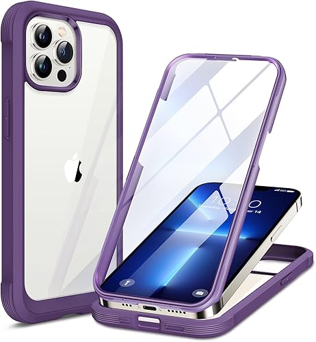 Miracase Funda de cristal para iPhone 13 Pro Max de 6.7 pulgadas, con parachoques y protector de pantalla de vidrio templado 9H integrado para