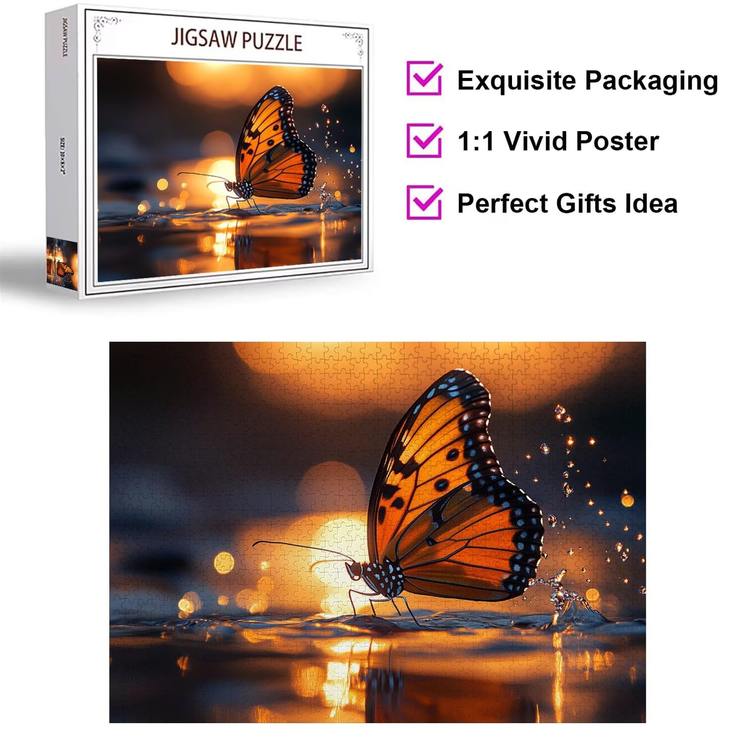 Puzzles 5000 Piezas, Puzzle Madera Mariposas Estanque, n-233