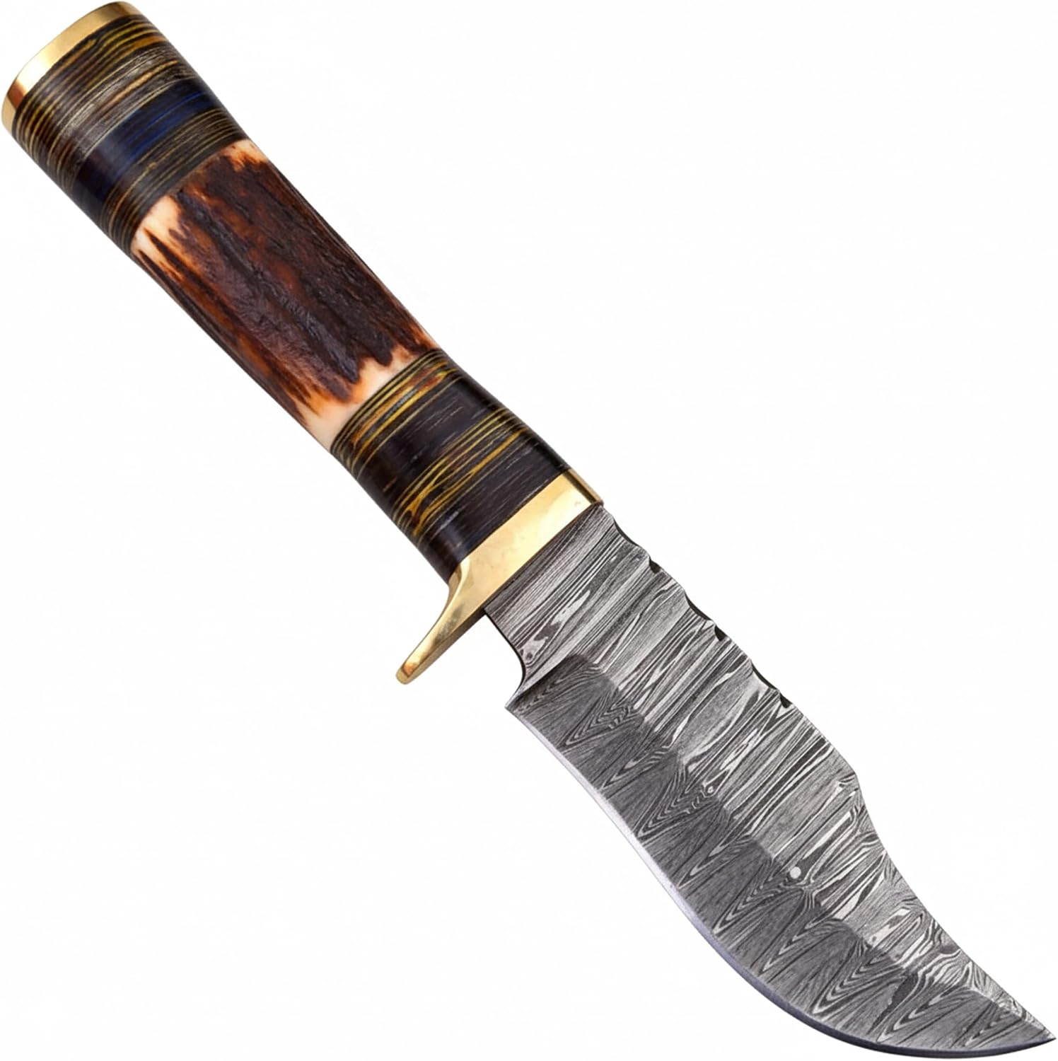 PAL 2000 KNIVES Custom Handmade Damascus 9 inches Hunting Knife Bone Handle with Sheath 3177