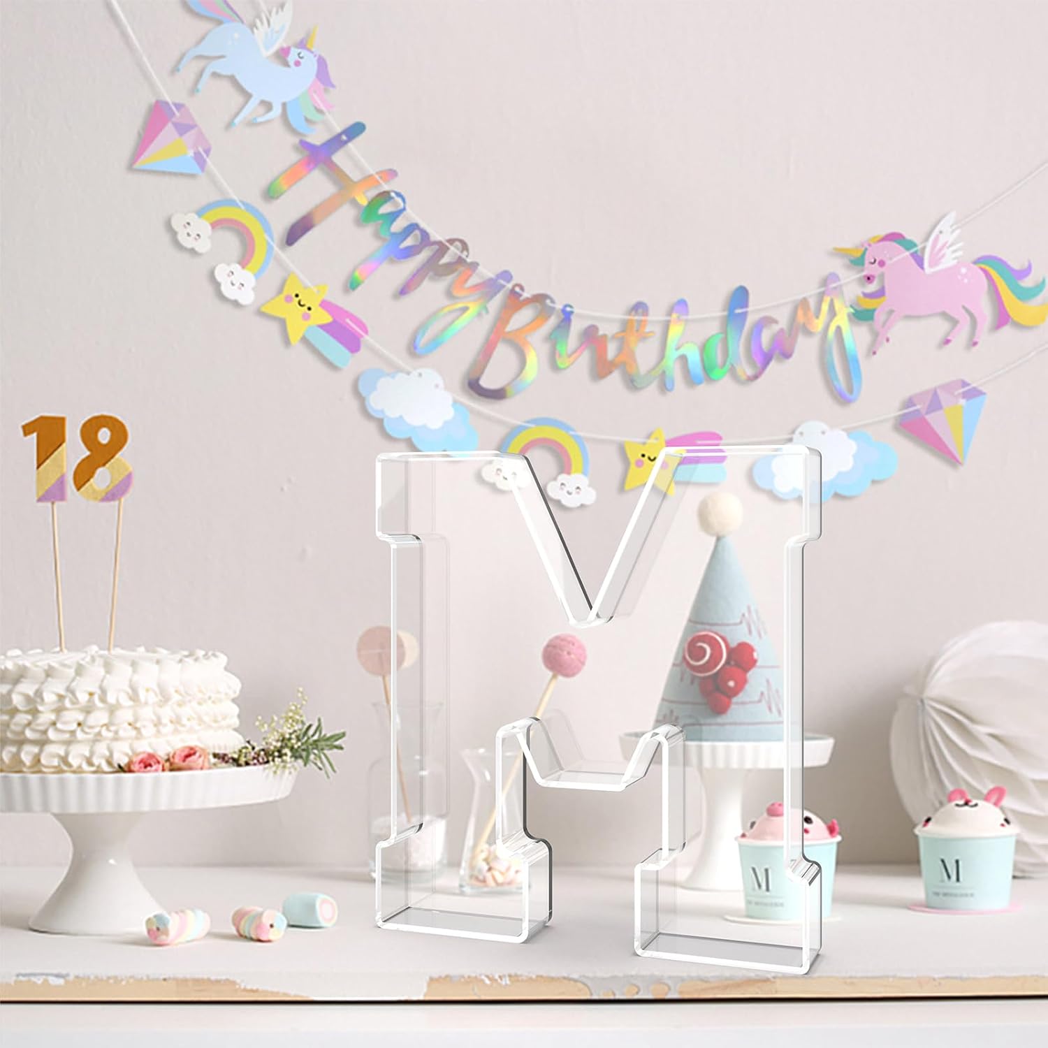 11" Acrylic Letter Charcuterie Tray, Charcuterie Letters Fillable Box for food, Reusable Serving Cake Candy Dish Display Tray for Birthday Anniversary Party Decoration (Letter M)