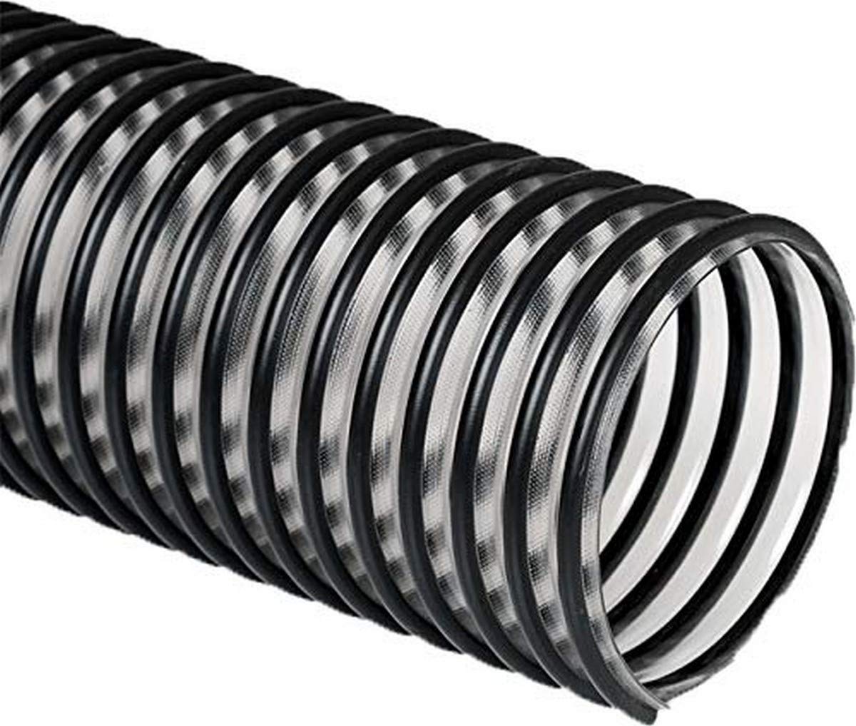 Flexaust Flex-Tube PV-6x12 Plastic 6" Medium Weight Co-Extruded PVC Hose, 12' Length, Clear and Black