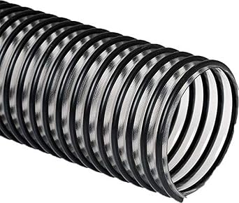 Flexaust Flex-Tube PV-6x12 Plastic 6" Medium Weight Co-Extruded PVC Hose, 12 Length, Clear and Black