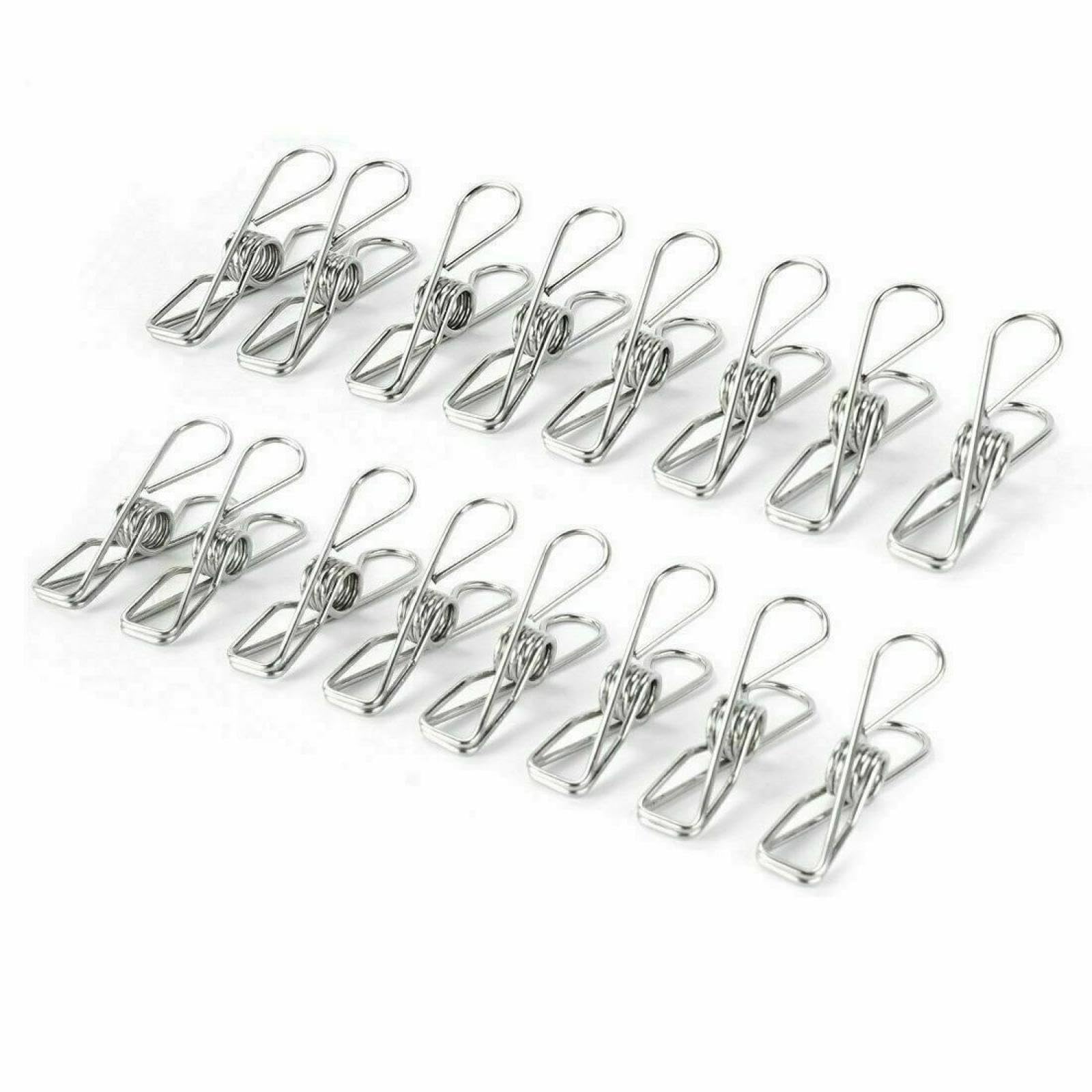 100 pinzas de acero inoxidable resistentes al viento – Clips multiusos resistentes para ropa de calcetines y secado al aire libre – Diseño resistente al óxido