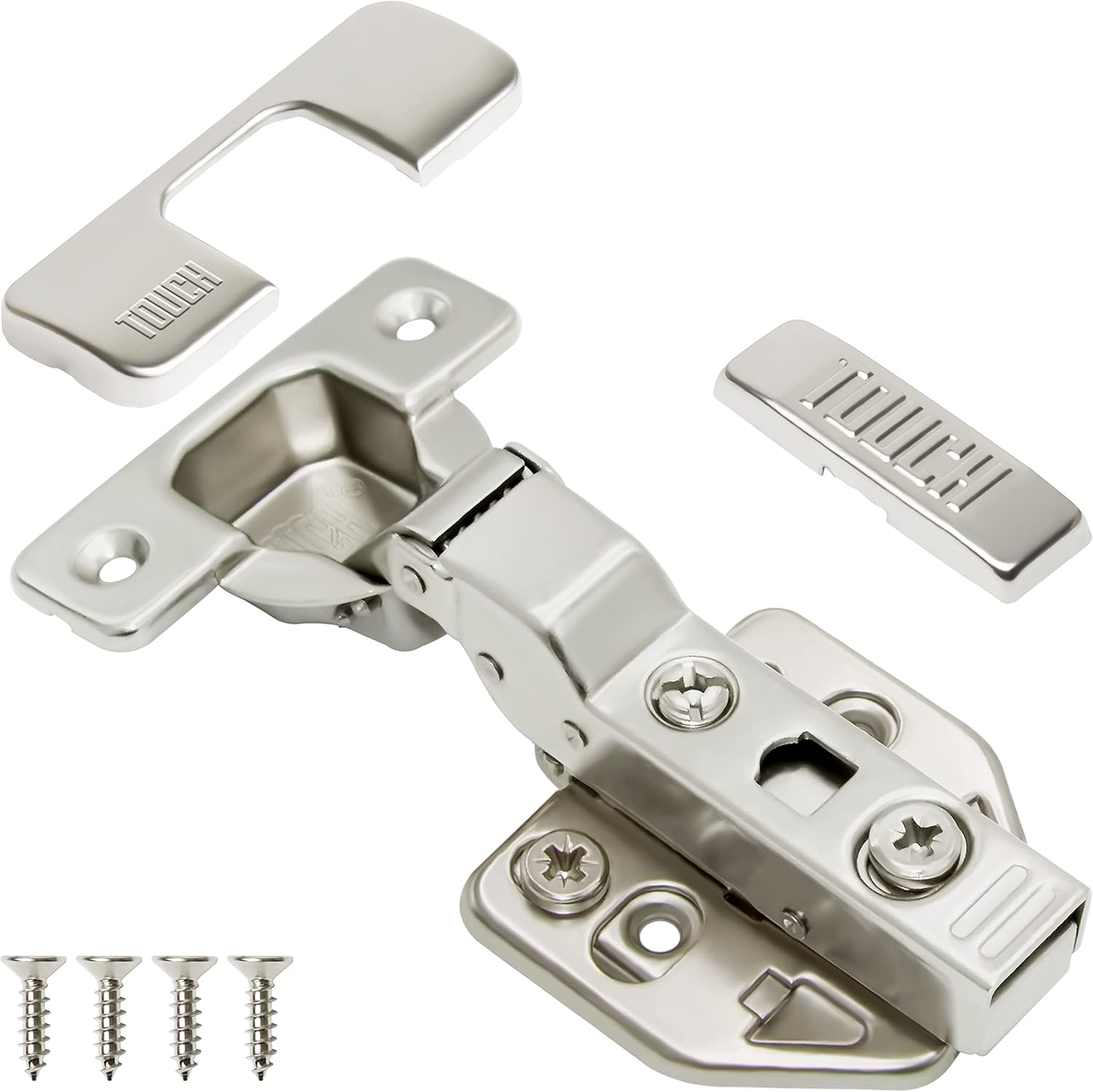 TOUCH Cabinet Hinges (10 Pairs, 20 PCS) Frameless Cupboard Door Soft Close Hinges 3/8" Inch Half Overlay Concealed European Clip-On Hinges for Kitchen Cabinet 3D Adjustable with Dowels