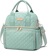 Vista 12 de AIJIEKE Bolsa de almuerzo para hombres y mujeres, lonchera de doble compartimento, bolsas de almuerzo aisladas, bolsa de almuerzo grande