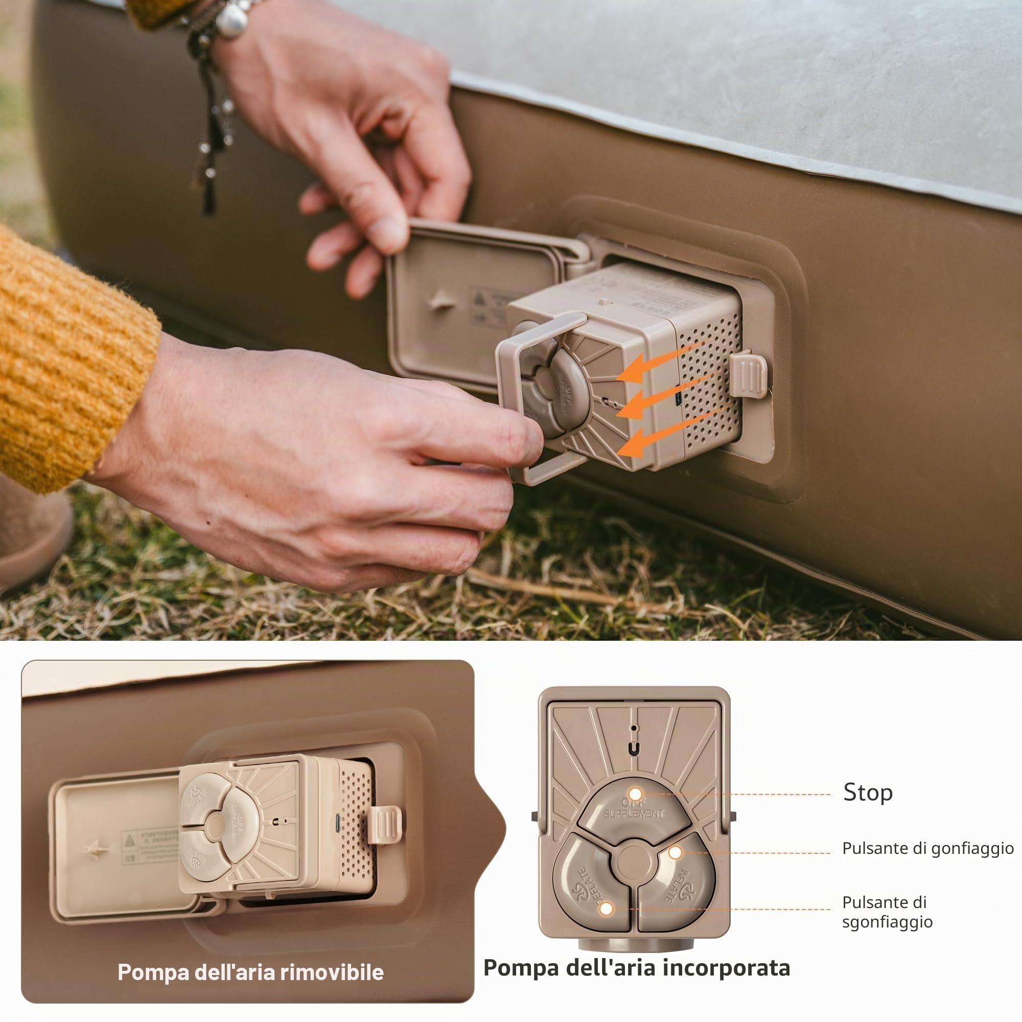 Naturehike Materasso ad Aria per 2 Persone 200x150x25 cm, Pompa Elettrica Ricaricabile, Letto Autogonfiabile di Alta Qualità per Campeggio e Uso Domestico