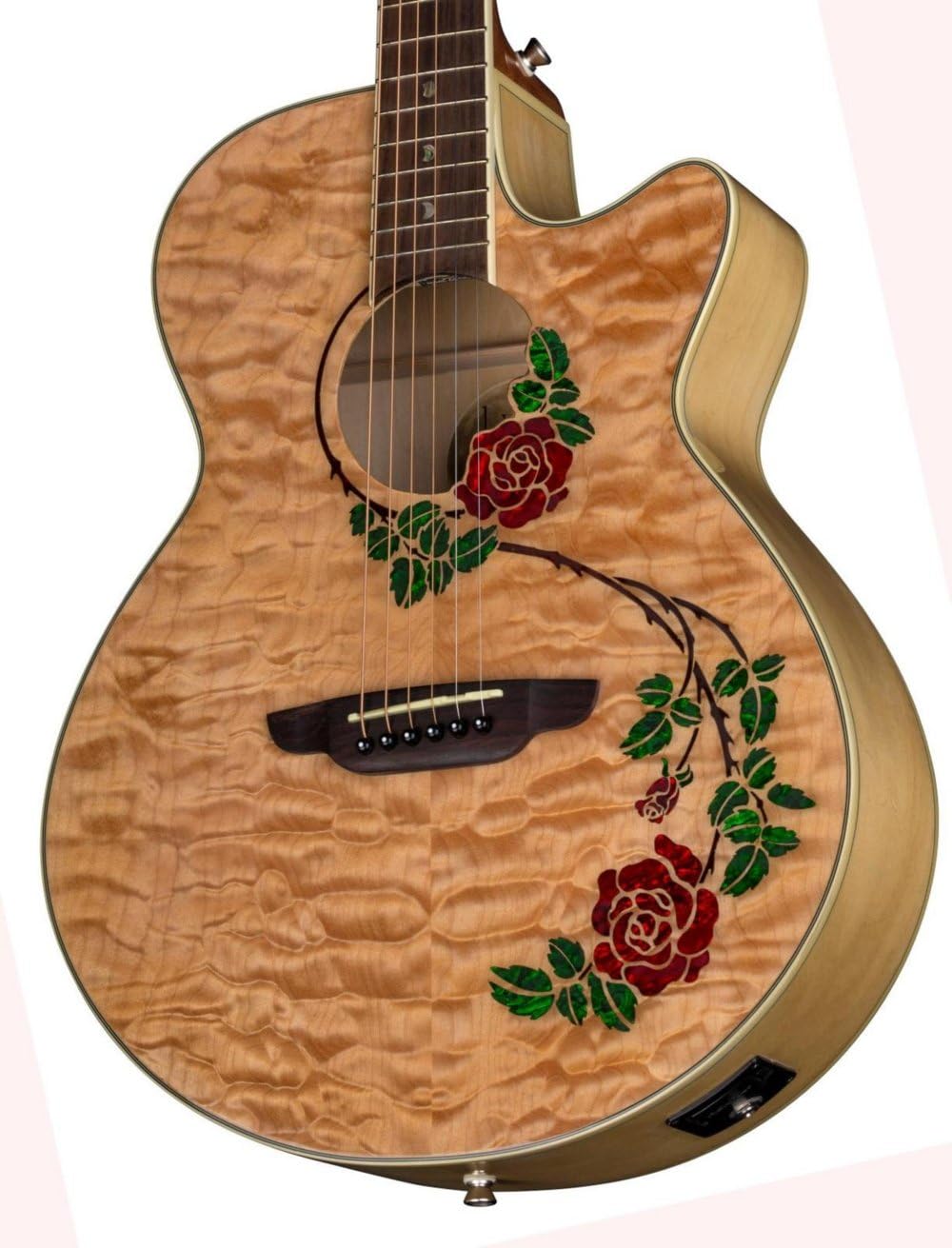 Luna Flora Rose Acoustic-electric Guitar - Gloss Natural Quilted Maple