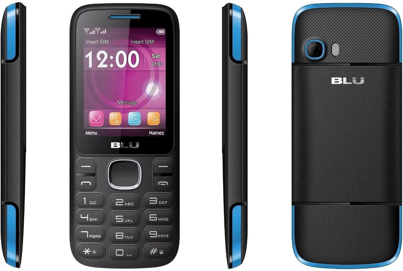 BLU Zoey 2.4 Z070u Cell Phone GSM Unlocked Dual SIM Android Keyboard Black/Blue