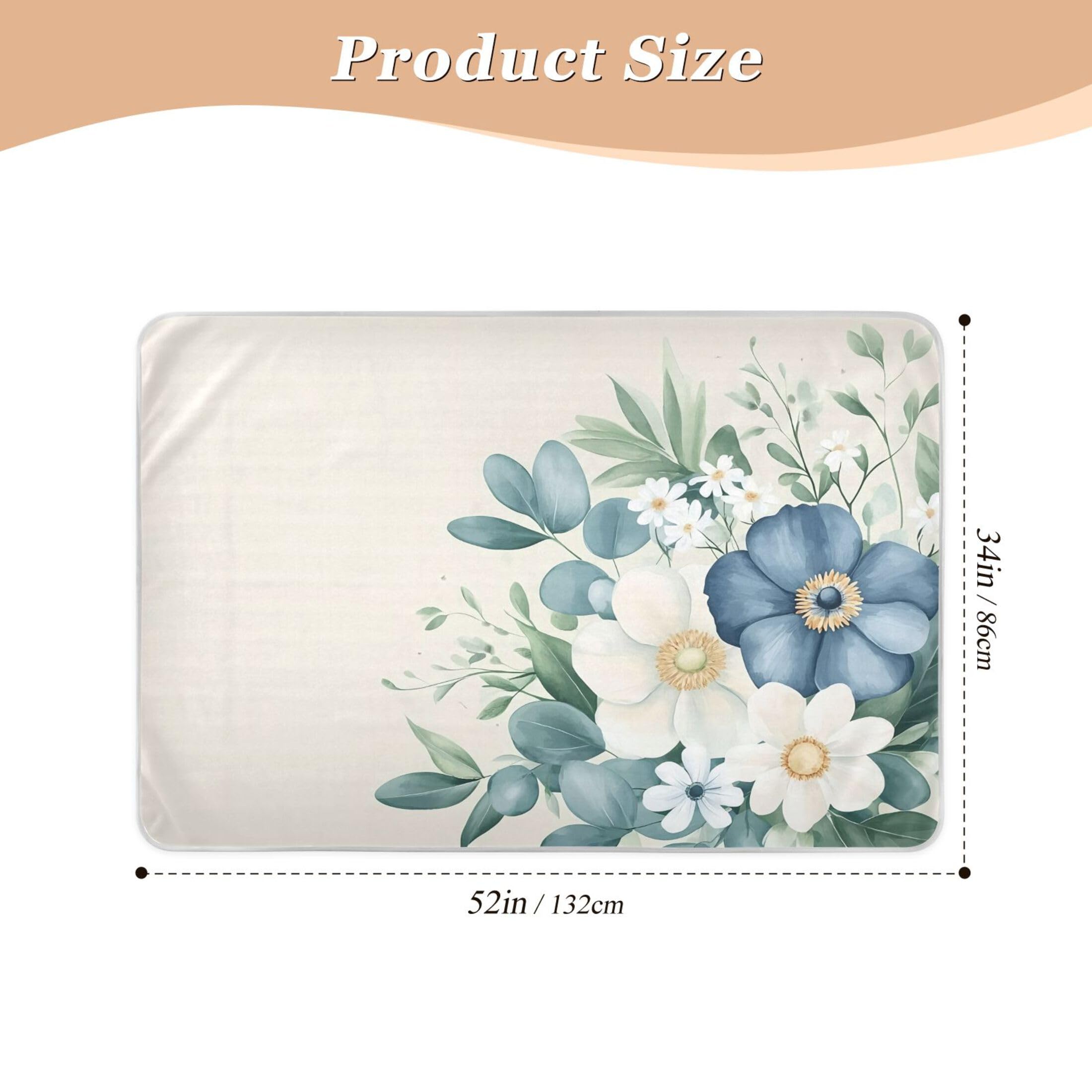 Takiito Floral Bouquet Bed Pad Reusable Bed Underpad Washable Waterproof Leak-Proof Quick Dry Incontinence Pee Pad for Toddlers Kids Adults Pets 34x52 in