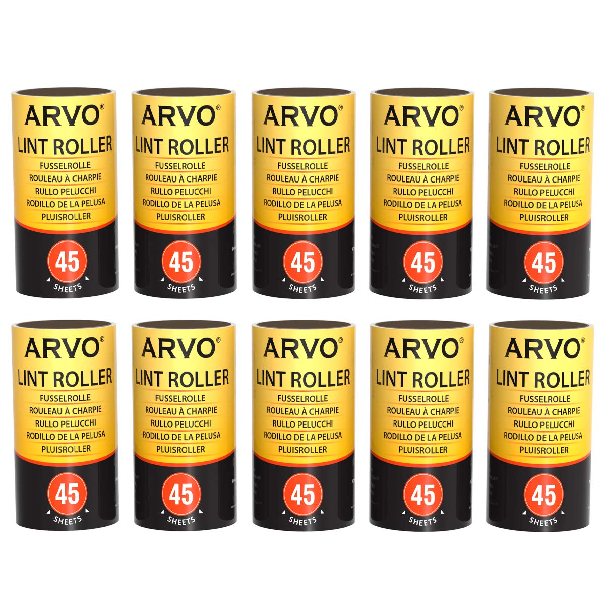 ARVO Lint Roller for Pet Hair and Dust, Lint Rollers for Clothes, Furniture’s and Carpet, Easy to tear, Sticky Roller Contains 10 Refill rolls,450 Sheets/45 Sheets per roll