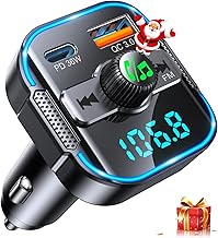 Glangeh 2-in-1 Bluetooth Adapter Auto & Schnelles Autoladegerät (PD 36W & QC3.0 18W) - Neuester FM Transmitter Patchkabel-...