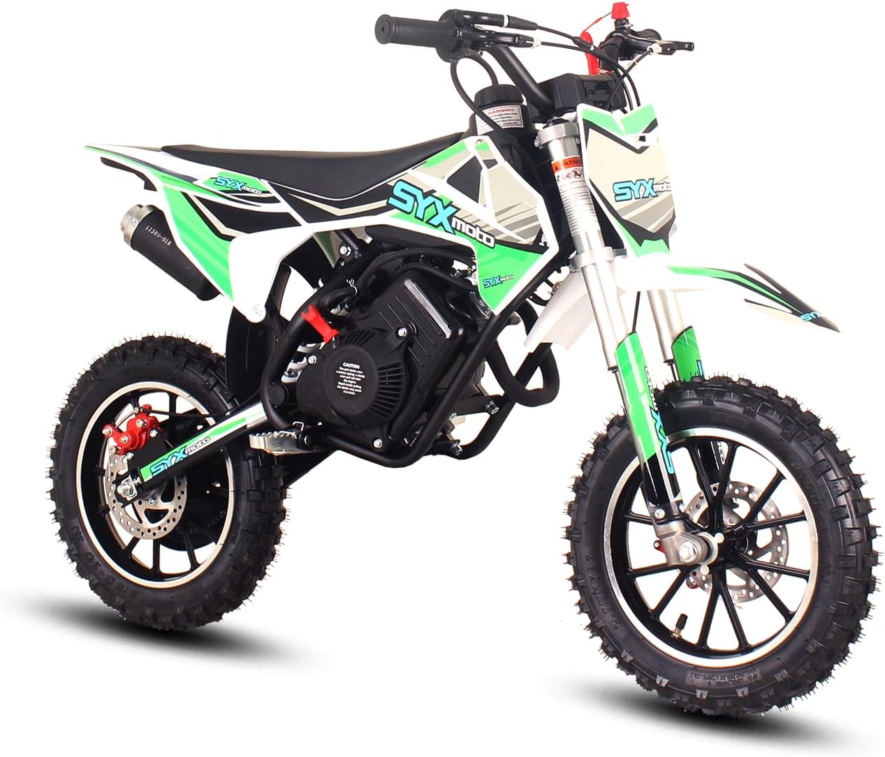 SYX MOTO 58cc Dirt Bike for Kid 8-12 Yrs Pit Bike 4-Stroke Gas Powered Motorcycle Pull Start, Up to 22 Mph 2.0 hp 10'' Wheel, EPA Approved-Green