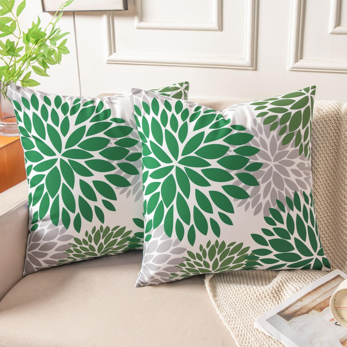 Miuyunya Samt Kissenbezug Salbeigrün 50x30 Kissenhülle Mintgrün Grau 2er Set Sofakissen Samtkissen Dekorative Moderne Zierkissenbezüge Square für Wohnzimmer Frühling Sommer Kissen Deko Küche, Haushalt & Wohnen