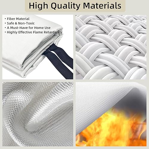 Miniatura 3 de Manta de emergencia contra incendios, manta profesional grande de 79 x 79 pulgadas de fibra de vidrio ignífuga para cocina del hogar, campamento y