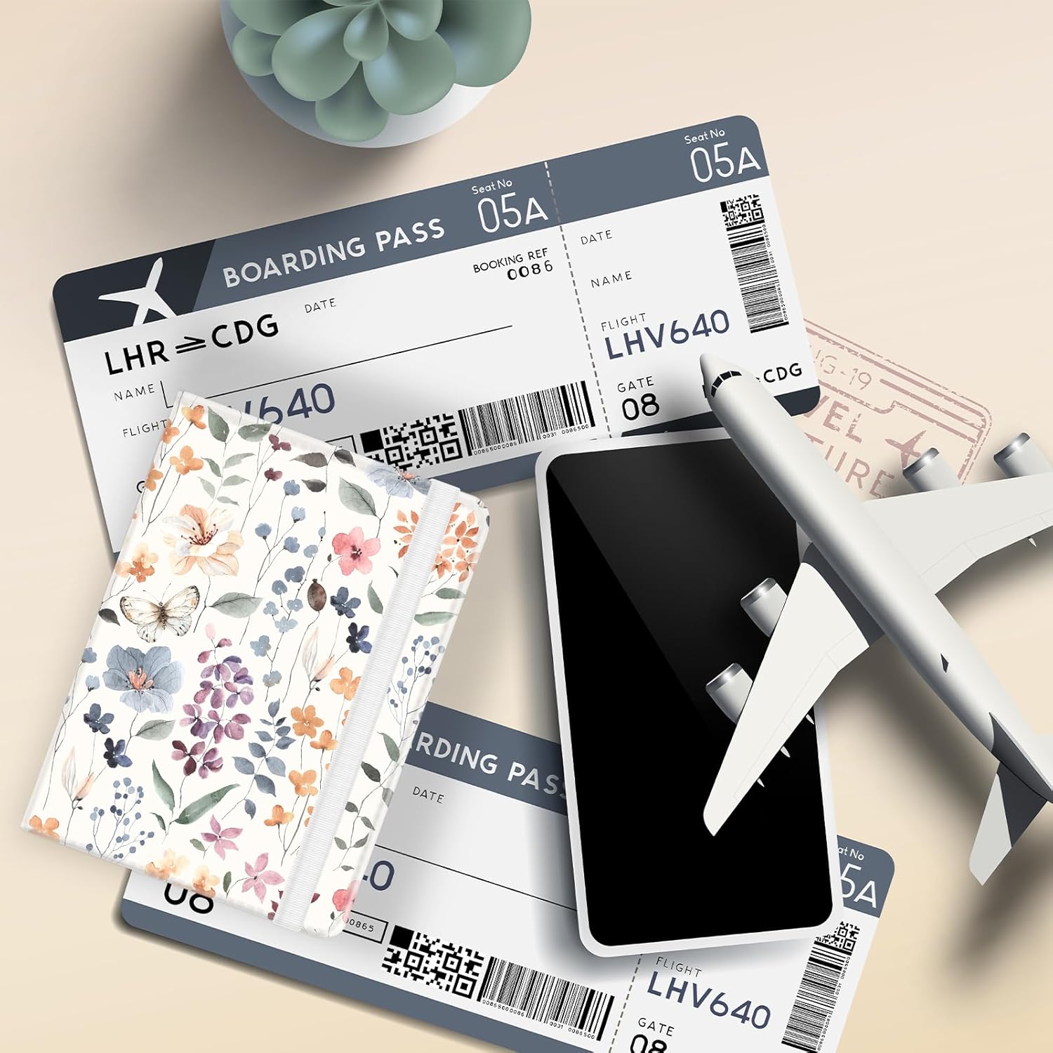 Passport Holder for Travel Essentials, RFID Premium Leather Passport Wallet Cover Case for Travel Must Haves Accessories, Passport Holders for Women Men beautiful flowers - Image 2