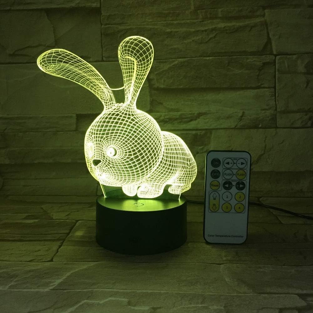 meijiago Night Light Rabbit 3D Shape Night Light Illusion