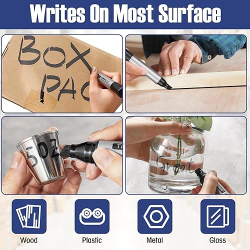 Miniatura 5 de Fuutreo 6 rotuladores permanentes gigantes a granel, punta de cincel, de secado rápido, impermeables, enormes bolígrafos para póster