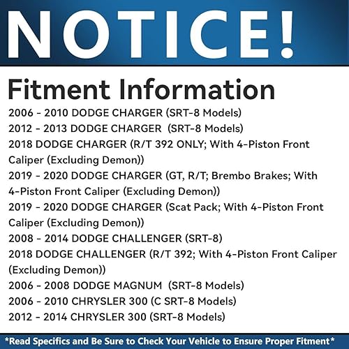 Miniatura 2 de Detroit Axle - Kit de freno delantero para Chrysler 300 Dodge Charger Magnum Challenger Rotores de freno perforados y ranurados Reemplazo de