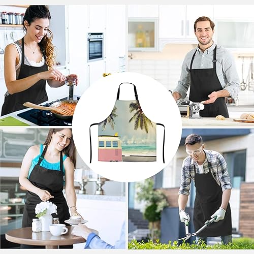 Miniatura 7 de Laoenp Delantal de chef para hombre delantales de cocina para mujer sin bolsillo ajustable impermeable a prueba de aceite y arrugas 27 x 29 pulgadas