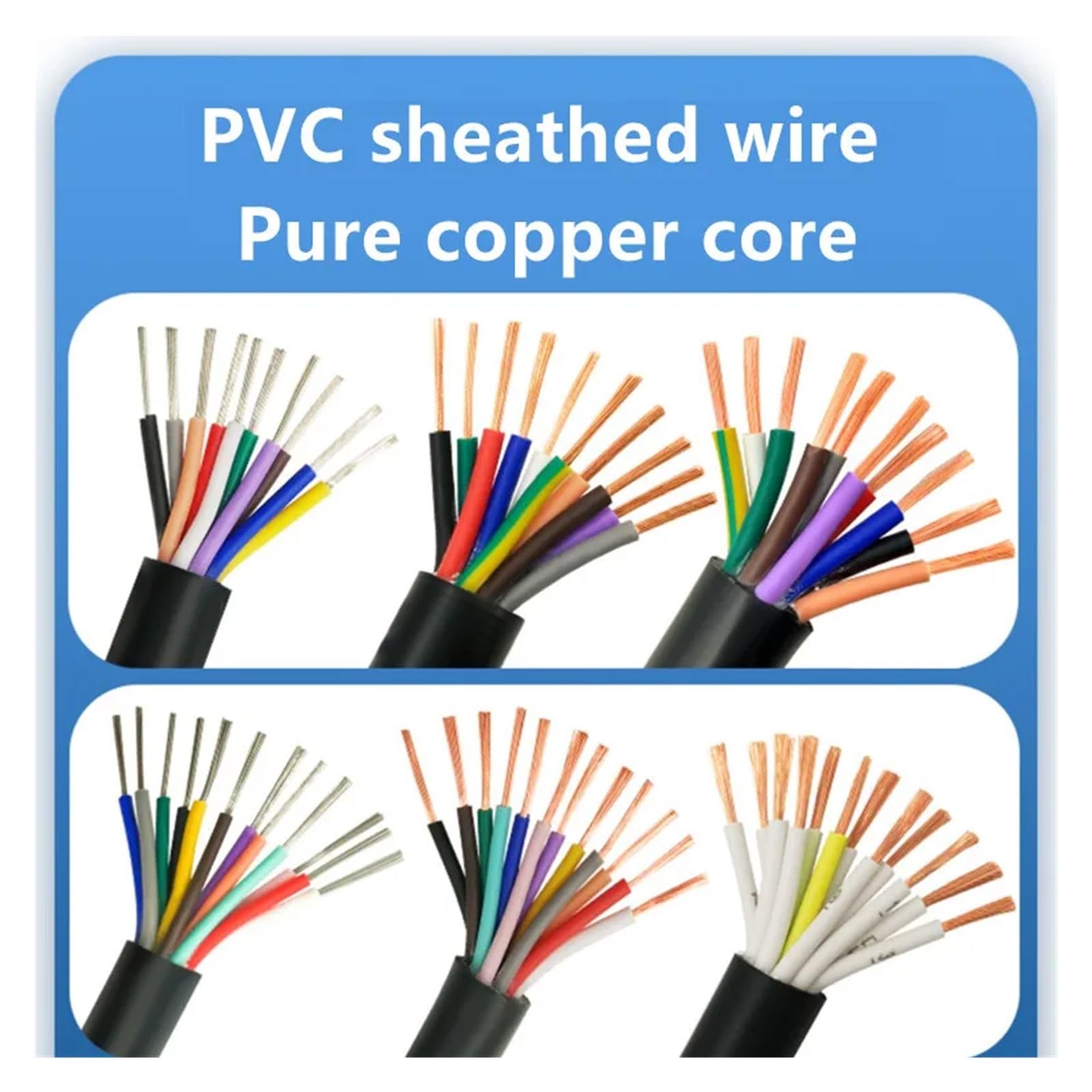 Ekranowany kabel z rdzeniem z czystej miedzi, 100 m, kabel do monitorowania zasilania i sterowania RVV, rdzeń z czystej miedzi 14-50, 17-26 AWG, ekranowany(50 Cores,22 AWG 100 meters)