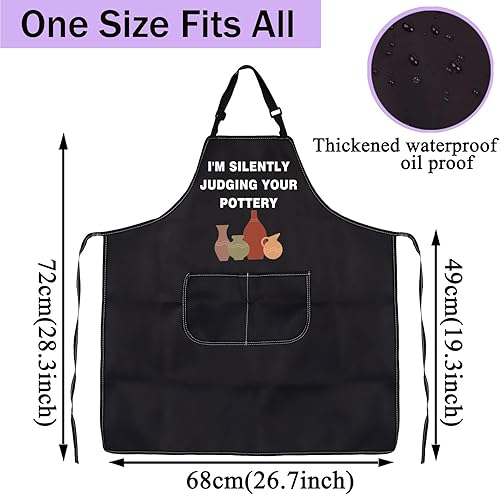 Miniatura 4 de CENWA Delantal de artista de cerámica con bolsillos, regalo para amantes de la cerámica, delantal de cocina ajustable para profesor de cerámica,