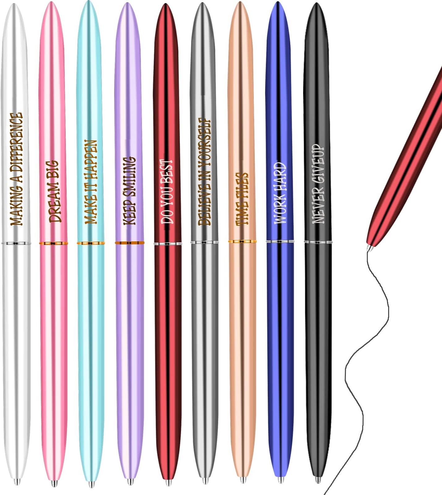 9 Pack Ballpoint Pens,Thank You Gifts Pen,Fancy Pens for Journaling,Cute Pens for Women, Girls,Teacher And Coworker, Luxury Pens, Inspirational Pens,Ball Point Pens Black