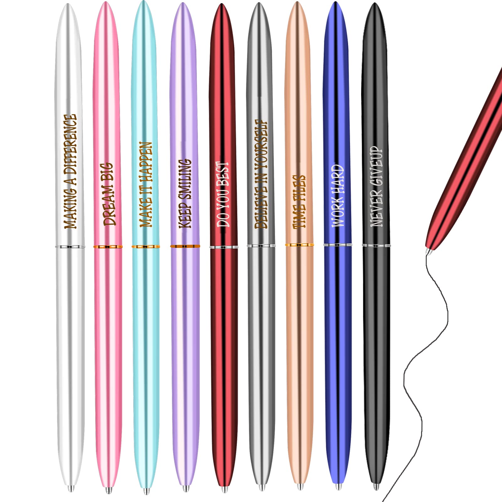 9 Pack Ballpoint Pens,Thank You Gifts Pen,Fancy Pens for Journaling,Cute Pens for Women, Girls,Teacher And Coworker, Luxury Pens, Inspirational Pens,Ball Point Pens Black