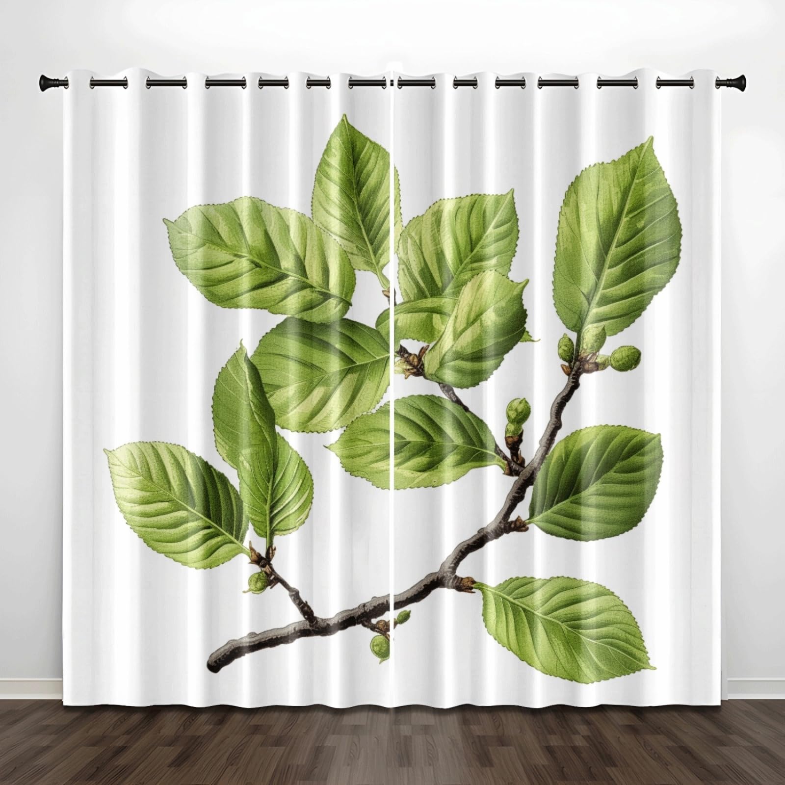 Curtain Minzgrün Weiß Gardinen Blackout Curtain Polyester Vorhang mit Ösen Waschbar Vorhänge Living Room Verdunklungsvorhänge Schlafzimmer Gardienen Vorhang Blickdicht 2x140x160cm