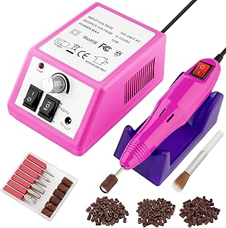 Professional Electric Nail Drill Machine Nails File Kit Manicure Pedicure Set for Acrylic Nail Gel Dip Powder Art Shape Remover Tool Polisher Grinder Low Noise with 156pcs Sanding Bands