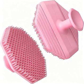 Face Scrubber,2 Pack Silicone Face Scrubber Brush for Women Men,Silicone Manual Facial Cleansing Brushes,Suitable for All Skin Types,Face Exfoliating Cleaning Brush Pink
