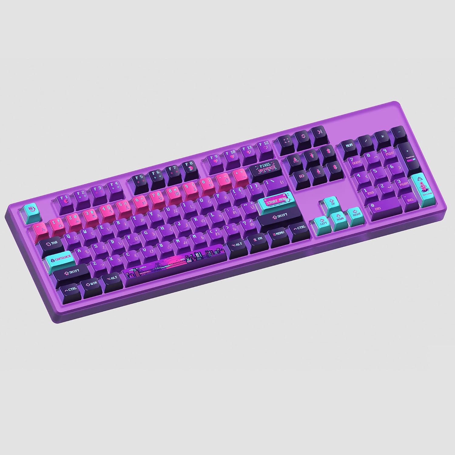 KeyTok OEM Profile Pixel Universe Doubleshot Dye Sub Keycap Set Thick PBT for Keyboard 87 tkl 104 ansi bm60 CSTC75 BM87 BM65