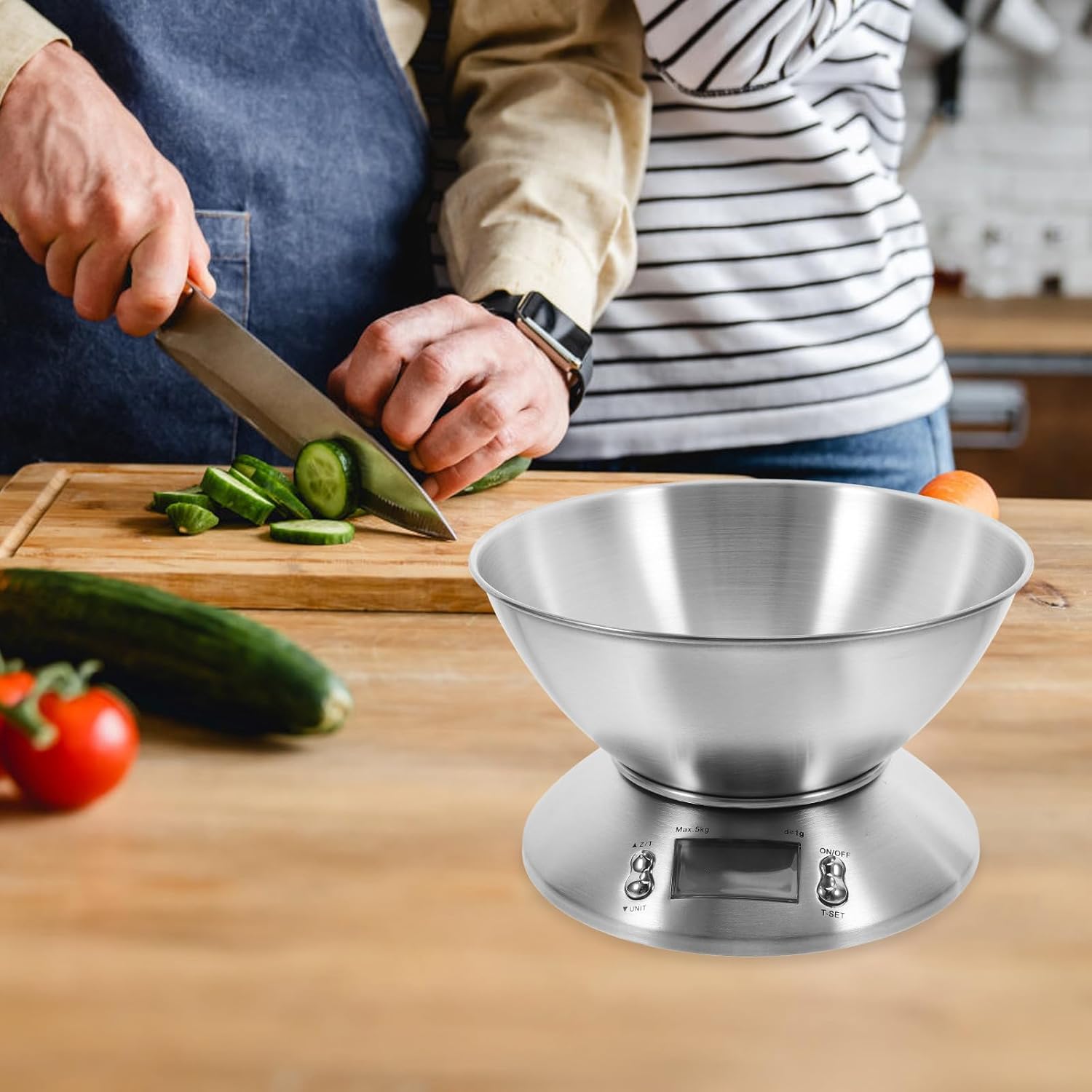 Amosfun Multifunctional Digital Kitchen Scale 5000g Capacity Stainless Steel Measuring Scale Weight Grams Ounces for Baking Cooking and Meal Prep