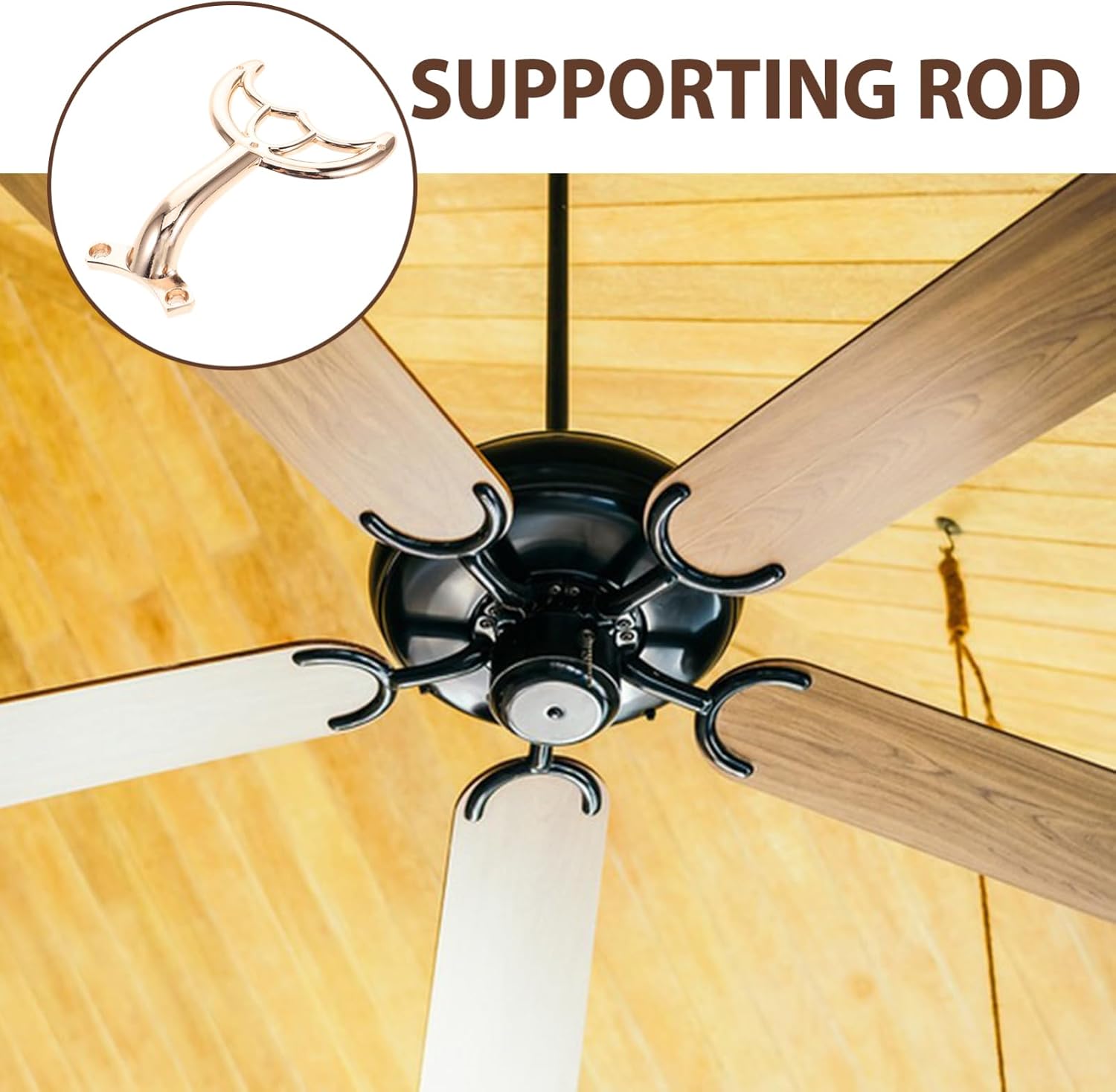 Angoily Ceiling Fan Blade Arm Bracket Replacement Zinc Alloy Golden Color Easy Installation Ideal for Various Ceiling Fans 1 Piece