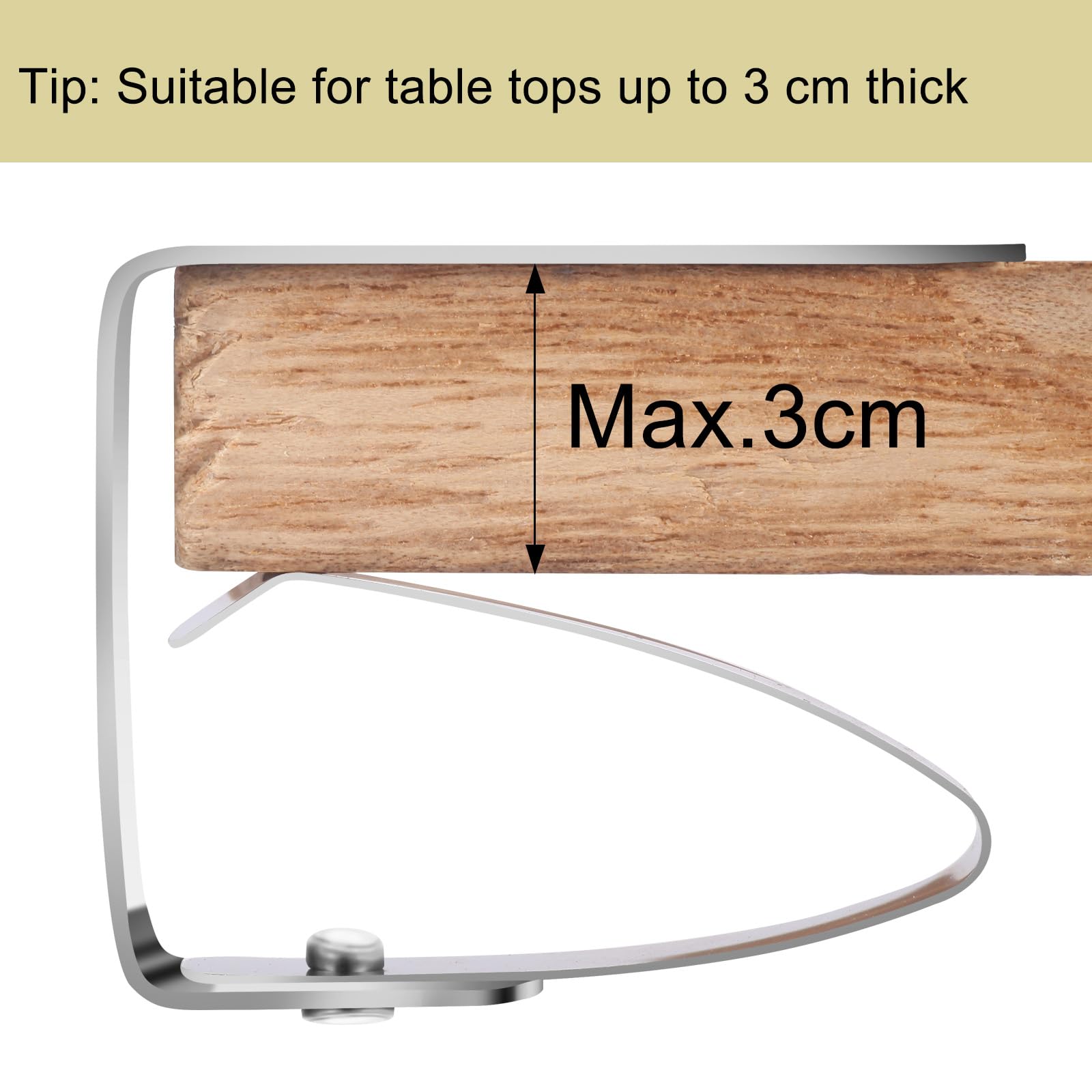 12 Pinces à Nappe Acier Inoxydable - Anti-Vent Pour Tables Jardin, Extérieur - Support Max 3cm Épaisseur - Argent