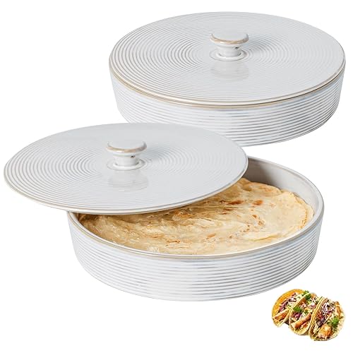 2 Pcs Tortilla Warmer, 9 inch Ceramic Tortilla Holder with