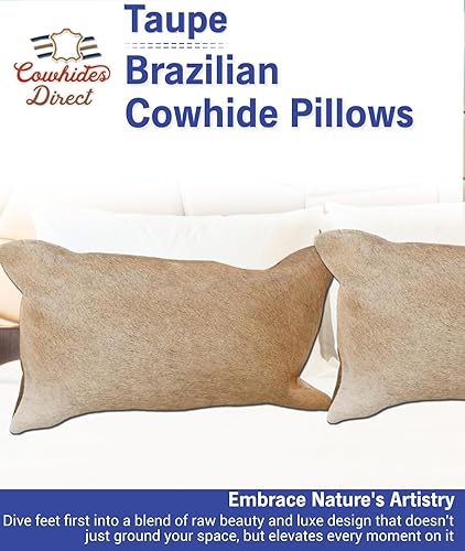 Miniatura 3 de Cowhides Direct Almohada de piel de vaca genuina (color topo, 16 x 16 pulgadas), auténtica funda de almohada de piel de vaca brasileña con rellenos