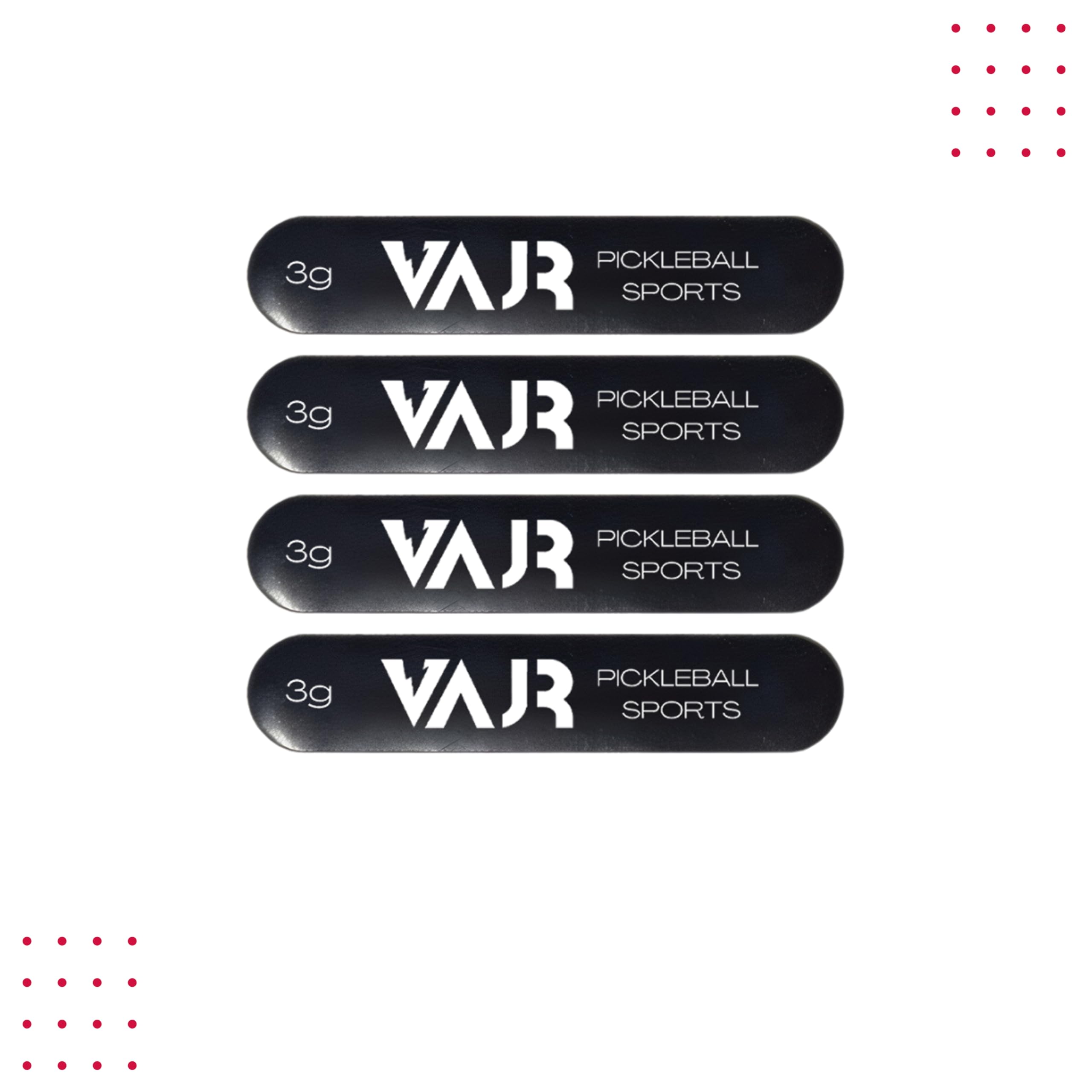 Pickleball Lead Tape | Pre-Weighted 3gram Each | Pack of 4 | Black VAJR Brand | Precisely Customize Your Paddle Weight | Raise Your Game by customizing Paddle Weight.