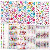 Wenrescry 2150 Piezas de Piedras Brillantes Autoadhesivas, Diamantes de Imitación Multicolores para Manualidades, Pegatinas Brillantes para Manualidades Infantiles, Varias Formas, Piedras Decorativas