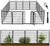 Getlay 36" Heavy Duty Metal Garden Fence with Wide Gate - 10 Panels 22.1ft Iron Dog Barrier for Yard, Indoor/Outdoor Pet Fencing