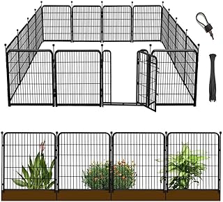 36 in(H) Garden Fence, Wide Gate Low Threshold, 10 Panels Total 22.1 Ft(L) Heavy Duty Iron Animal Barrier Fence for Yard,Suitable for Indoor Or Outdoor Dog Fencing,Garden Border Fence