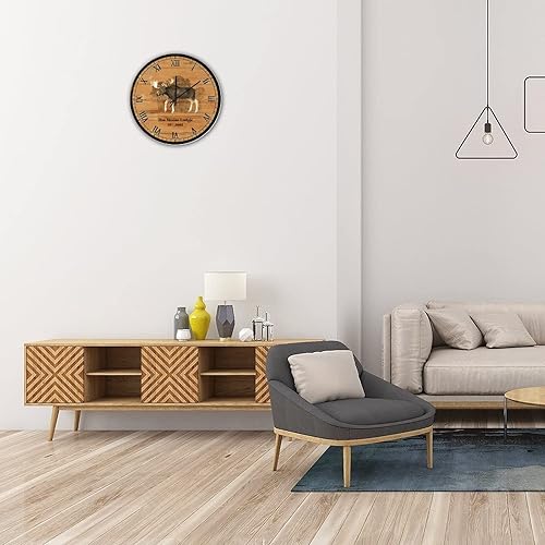 Miniatura 5 de Reloj de pared de alce rústico personalizado, reloj de pared rústico de cabaña de 15 pulgadas, reloj de pared rústico chic decorativo sin tictac,