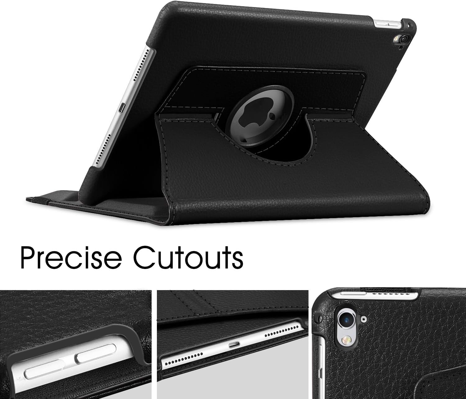 Fintie Rotating Case for iPad Pro 9.7-inch 2016 (A1673/A1674/A1675) | 360° Swivel Stand, Portrait & Landscape Viewing, Shockproof Cover with Pencil Holder, Auto Wake/Sleep, Black