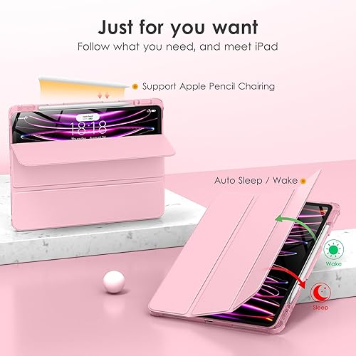 Miniatura 4 de VIKESI Funda para iPad Pro 12.9 6543 generación (lanzada en 2022202120202018), Marco de TPU a prueba de golpes, Porta lápices incorporado, Auto