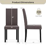 KOTEK Upholstered Dining Chair Set of 2, Mid-Century Modern Kitchen Chairs with Solid Rubber Wood Legs, High Backrest, Armless Side Chairs for Living Room, Dining Room (Brown)