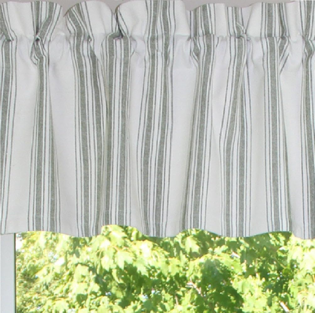 Grain Sack Stripe 72" X 15.5" Window Valance Sage - Cotton