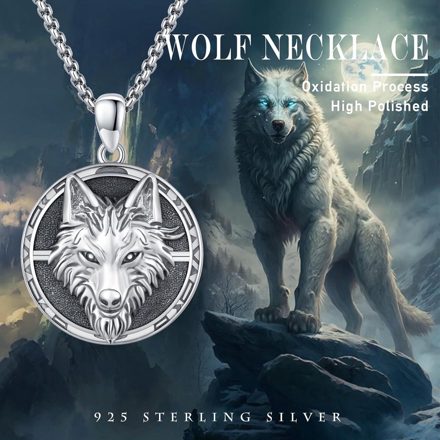 Wolf Urn Necklace for Men 925 Sterling Silver Viking Necklace 3D Animal Pendant Animal Jewelry Birthday Christmas Gift Men Women - Image 2