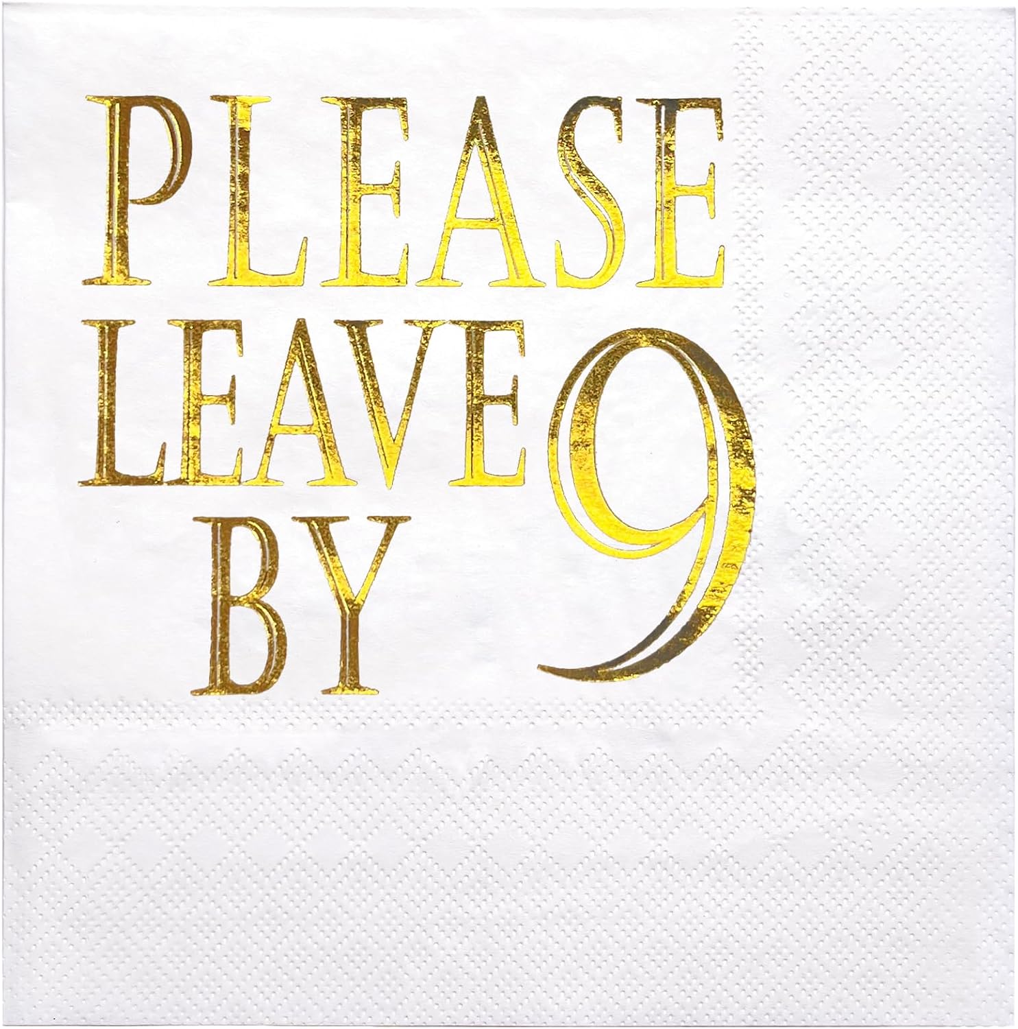 WRAPAHOLIC 25Pcs Funny Cocktail Napkins - 3-Ply Navy Blue and Gold Foil Please Leave by 9 Lettering Disposable Party Napkins for Bar and Party decoration - 5 x 5 In