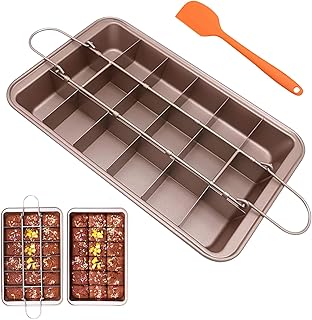 Nonstick Brownie Pan,High Carbon Steel Baking Pan,Non Stick Brownie Pans with Dividers,Makes 18 Pre-cut Brownies All at Once,for Oven Baking