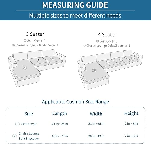 Miniatura 6 de Foreate Fundas de cojín de terciopelo para sofá seccional, fundas de sofá en forma de L para sofá de 4 asientos, protector de muebles para asiento