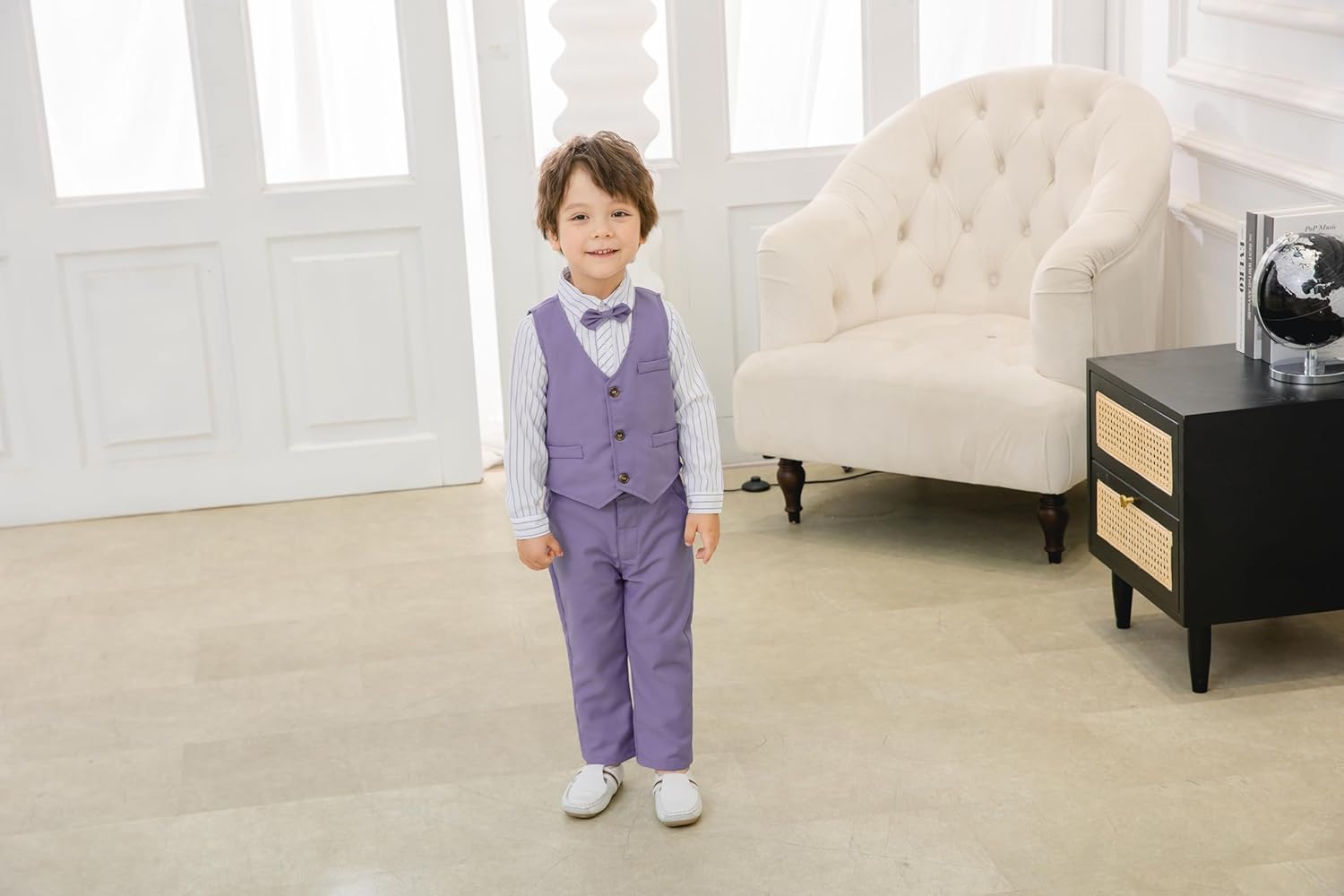 Boys 3Pcs Clothing Sets Long Sleeve Bowtie Shirts +Vest +Pants Casual Suit - Image 5